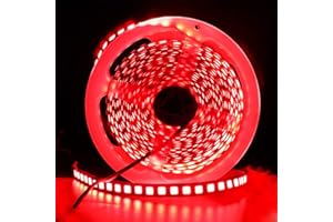 SUYOOULIN LED Light Strip, 16.4ft 600 Units SMD 5054 LEDs(5050 Upgraded), 16000LM Flexible 12V DC Waterproof IP65 Light Strips, LED Ribbon, DIY Christmas Home Kitchen Indoor Party Decoration (Red)