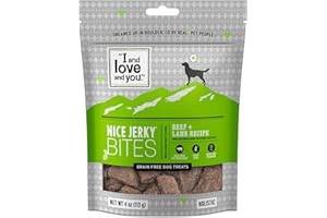 I and love and you Nice Jerky Bites - Beef + Lamb - Grain Free, Real Beef, Training Treat, Chewy Dog Treats, Filler Free, 4oz