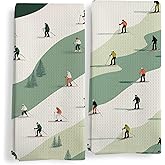 Qeheb Winter Ski Skiing Boho Kitchen Towels Set of 2, Ski Lovers Gifts for Women Men Dish Tea Towels, Winter Mountain Skier Decor Hand Towels for Bathroom Decor, 16X24In Dish Cloths & Dish Towels