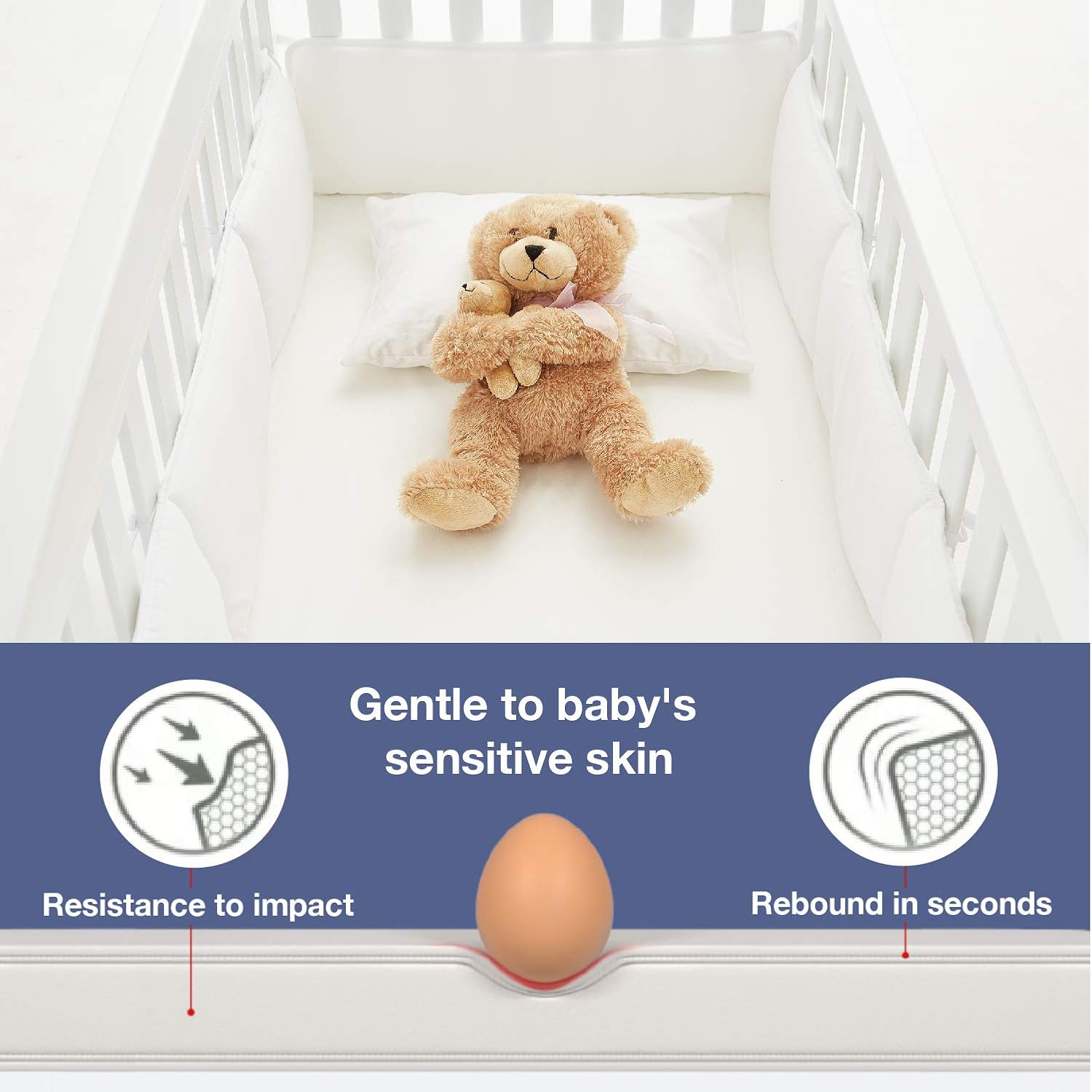 EXQ Home 4-Piece Breathable Crib Liner Protector, Deluxe Crib Safety Guard Pad with Thick Padding, Machine Washable Luxury Nursery Bed Essential for Boys Girls(Ivory) : Baby