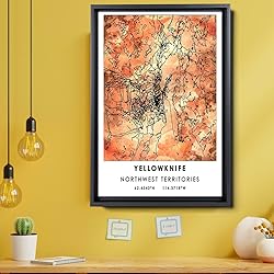 Yellowknife Map Poster, Northwest Territories Map