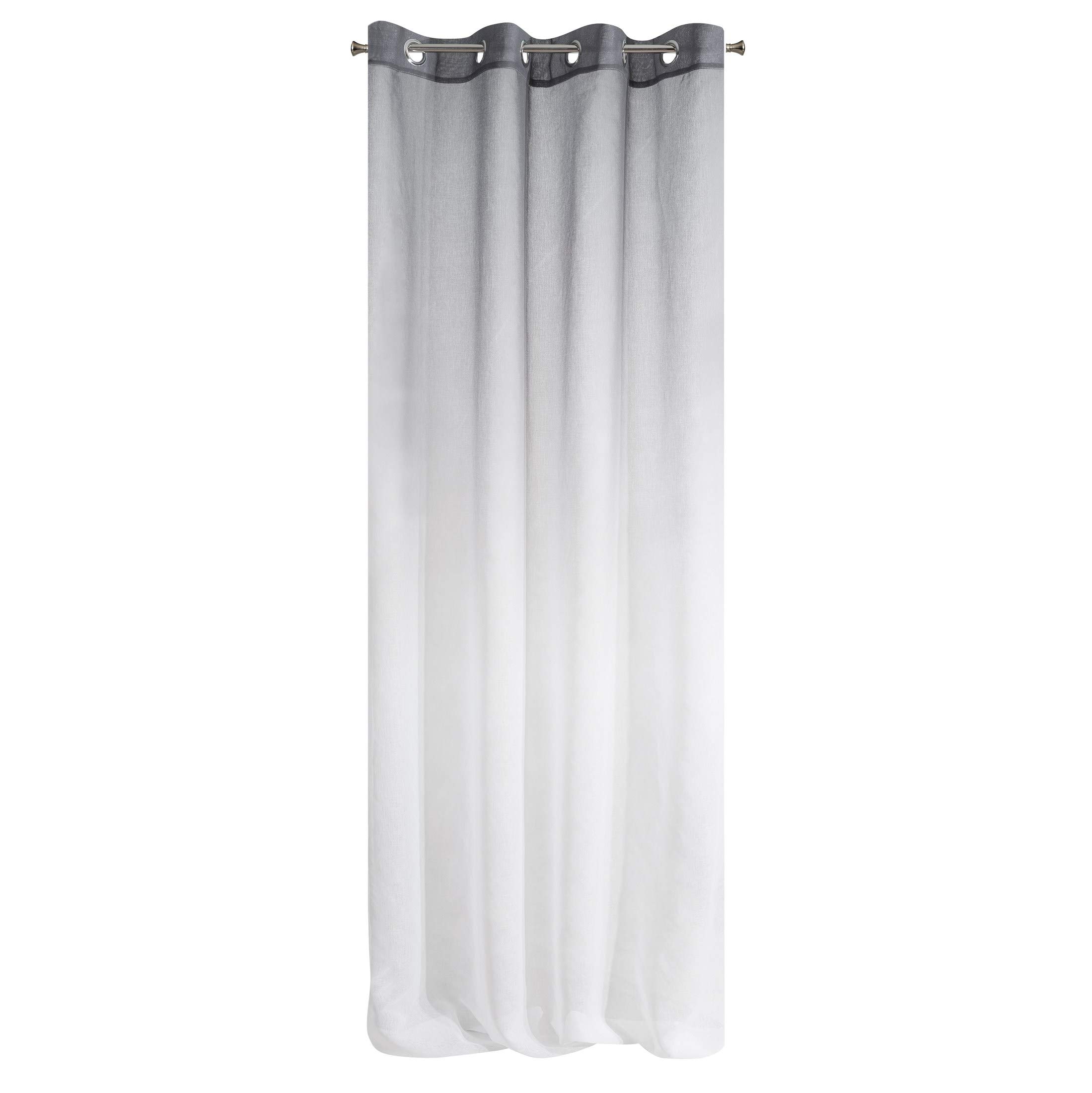 Eurofirany Ravia Curtain Ombre Eyelets Black Transparent Two-Tone Bedroom Living Room Hallway Children's Room 1 Piece 100% Polyester White + Graphite 140 x 250 cm