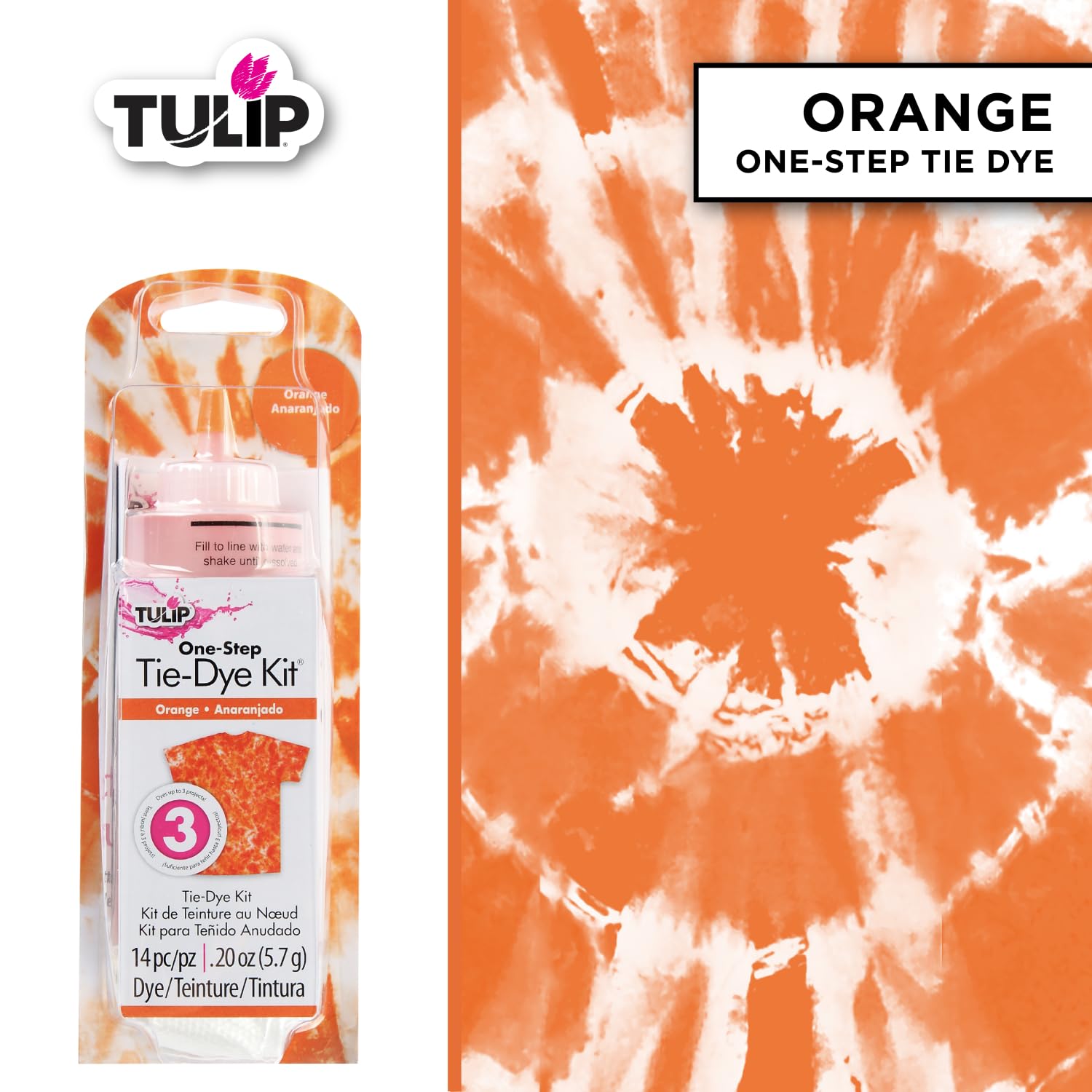 Tulip One-Step Tie-Dye Kit, Vibrant Colors for Fabric 4 fl oz, Orange