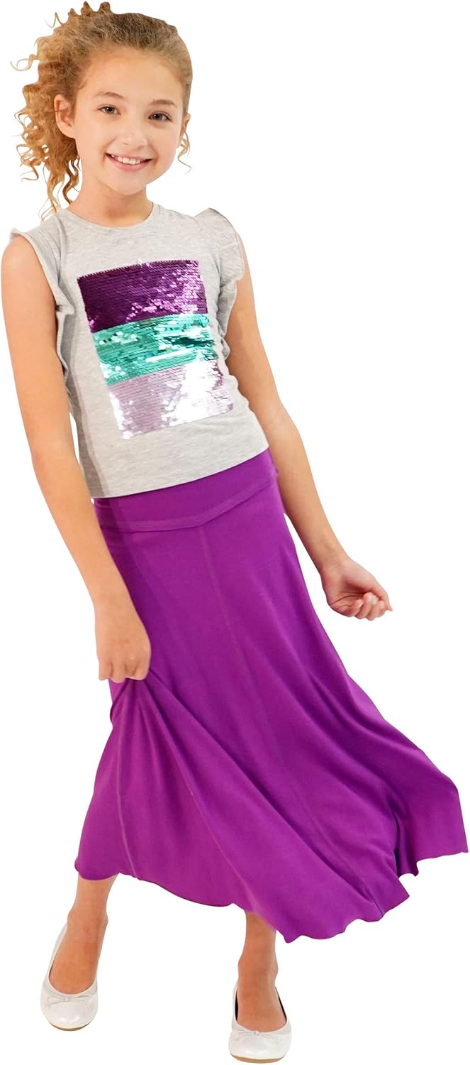 KIDPIK 2-Pack Maxi Skirts for Girls 4 Years & Up - Comfy Modest Clothing - 2 Colors/Skirt Set: Clothing