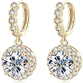 Moissanite Earrings, 925 Sterling Silver Dangle Earrings for Women, 1-3ct D-E Color VVS1 Moissanite Huggie Hoop Earrings for Sensitive Ears Hypoallergenic Christmas Jewelry Gifts