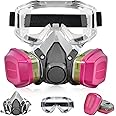 caKentr Half Face Respirator Mask with Filters - Reusable Elastomeric Respirators with Goggles - Epoxy Resin Spray Paint Mask for Painting Dust Solder Construction Work Sanding Woodworking Chemical