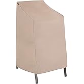 Modern Leisure Chalet Stackable/High Back Bar Chair Cover - Weather-Resistant Fabric - Outdoor Furniture Protection Perfect for Patio, Deck, and Porch - 27" L x 27" W x 49" H - Beige