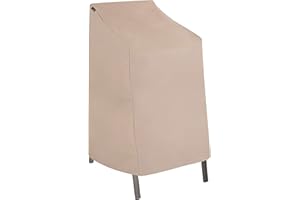 Modern Leisure Chalet Stackable/High Back Bar Chair Cover - Weather-Resistant Fabric - Outdoor Furniture Protection Perfect for Patio, Deck, and Porch - 27" L x 27" W x 49" H - Beige