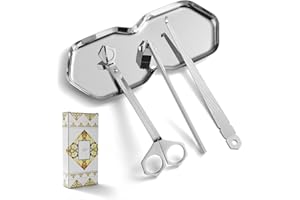 PATOISE 4 in 1 Candle Accessory Set, Wick Trimmer, Candle Snuffer, Wick Scoop, Perfect for Candle Lovers (Silver)