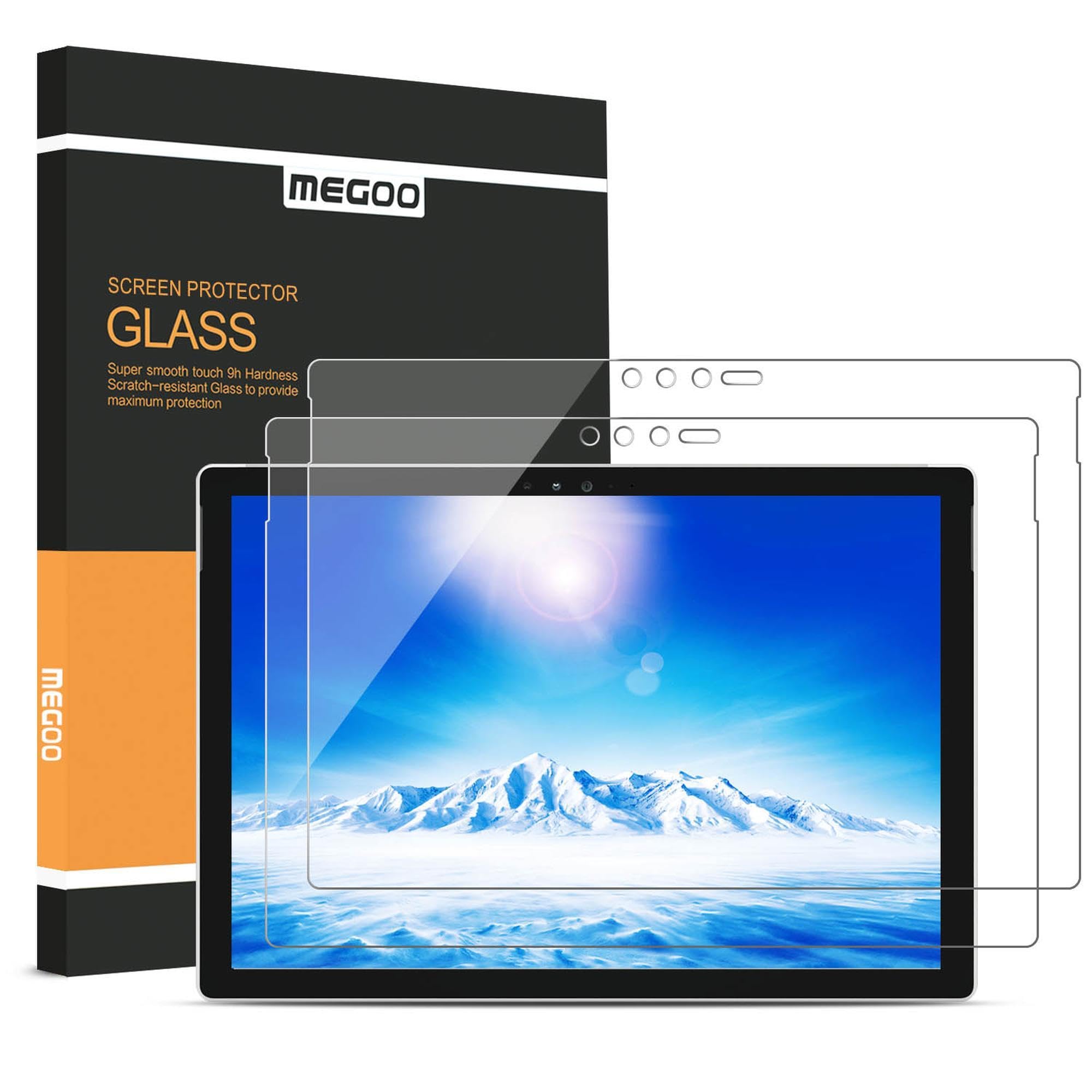 MEGOO [2 Pack] Surface Pro 6/5/4 Screen Protector Tempered Glass,Smooth Touching/Quick Response/Anti-Scratch, 12.3 Inch