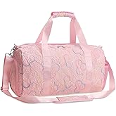 Gym Travel Duffle Bag for Girls - Gymnastics Sports Dance Bag with Shoe Compartment & Wet Pocket Kids Travel Bag Teens Weekender Sleepover Carry On Bag
