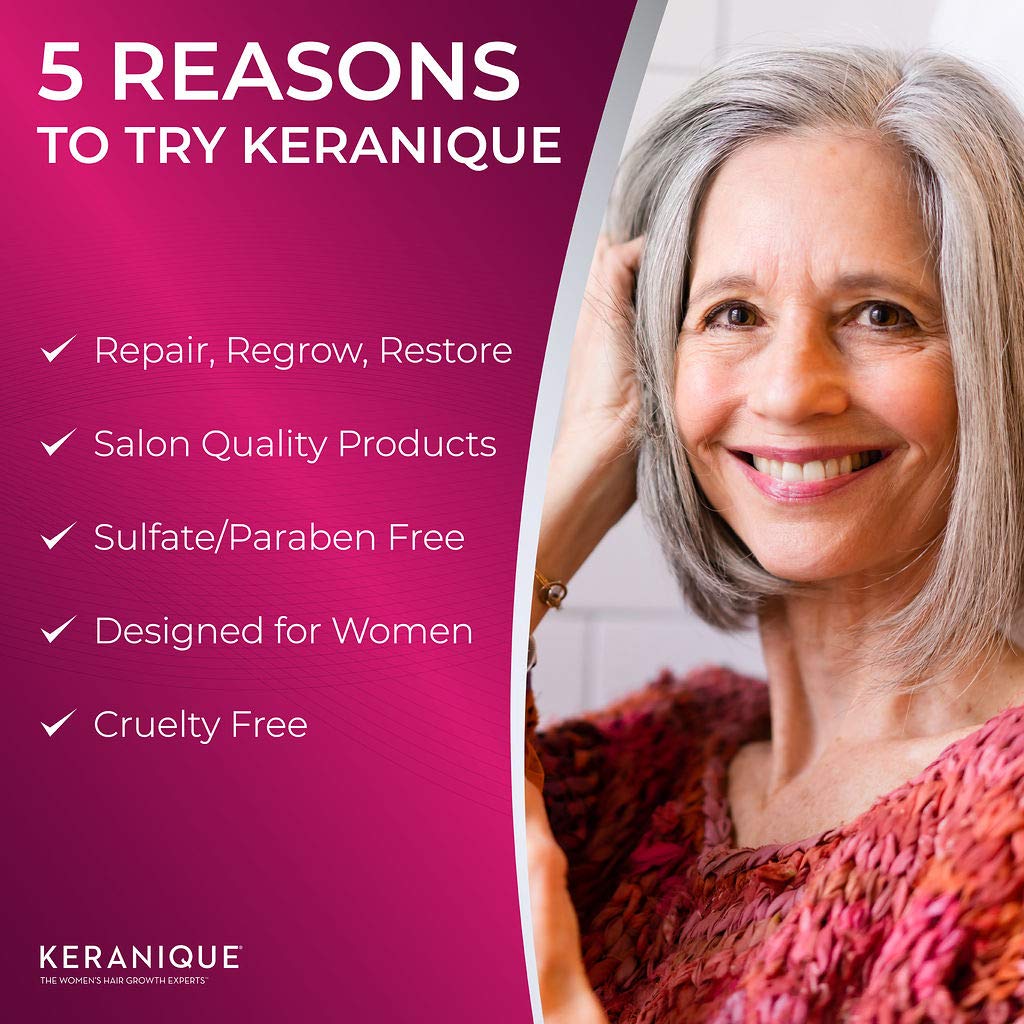Keranique Hair Regrowth System – 30 Days - Keratin Amino Complex - Free of Sulfates, Dyes and Parabens, Includes Shampoo and Conditioner, Minoxidil and Lift and Repair Spray for Dry Thinning Hair : Beauty