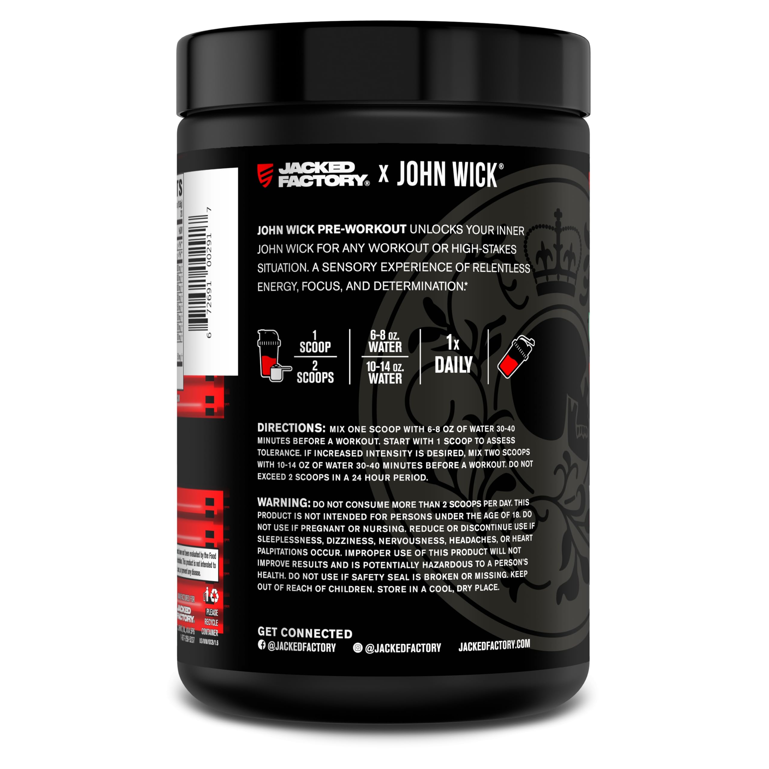 Jacked Factory X John Wick - Wick Mode Pre Workout Powder - Intense Energy, Battle-Ready Focus, Unstoppable Commitment, and Sheer Will - 40 Servings, Osaka Cherry Blossom