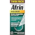 Afrin No Drip Severe Congestion Nasal Mist Twin Pack, Non-Drowsy, Fast-Acting Decongestant for Nasal Congestion and Sinus Pressure Relief, Adults and Children 6 and Older, .5 fl oz (Pack of 2)