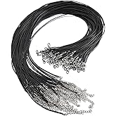100 Pcs 20" 1.5mm Black Waxed Cord Necklace String Bracelet Faux Leather Chain Clasp Bulk for Jewelry Making Supplies Accessories