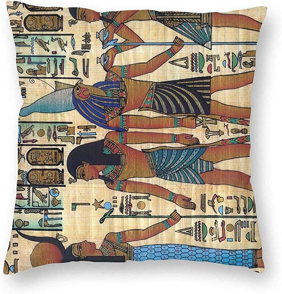 WHEYT Ancient Egyptian Art Decorative Square Throw Pillow Covers Soft Soild Pillow Sham For Sofa Couch Bed Chair 40X40 Cm