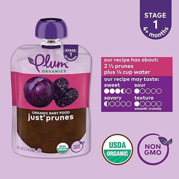PLUM ORGANICS STAGE 1 ORGANIC BABY FOOD – JUST PRUNES – 3.5 OZ POUCH – ORGANIC BABY FOOD POUCH