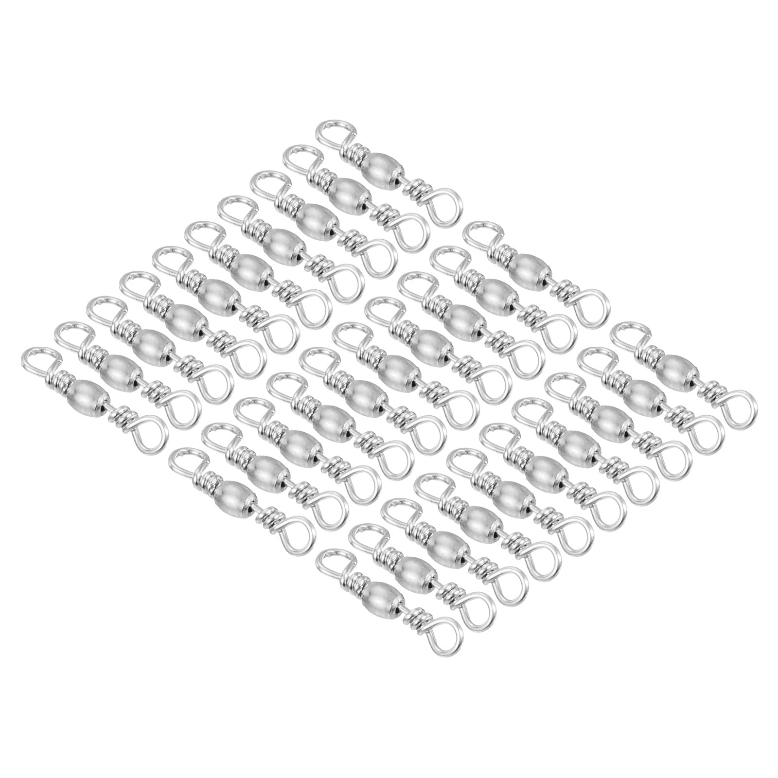 PATIKIL Fishing Barrel Swivel, 30Pcs 19lb Carbon Steel Solid Ring Terminal Tackle, Silver
