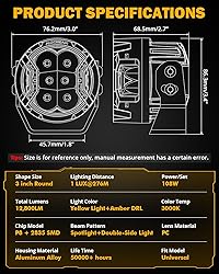Auxbeam V-Ultra Series 3 Inch 108W LED Round