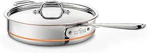 All-Clad 6403 SS Copper Core 5-Ply Bonded Dishwasher Safe Saute Pan with Lid/Cookware,  3-Quart, Silver