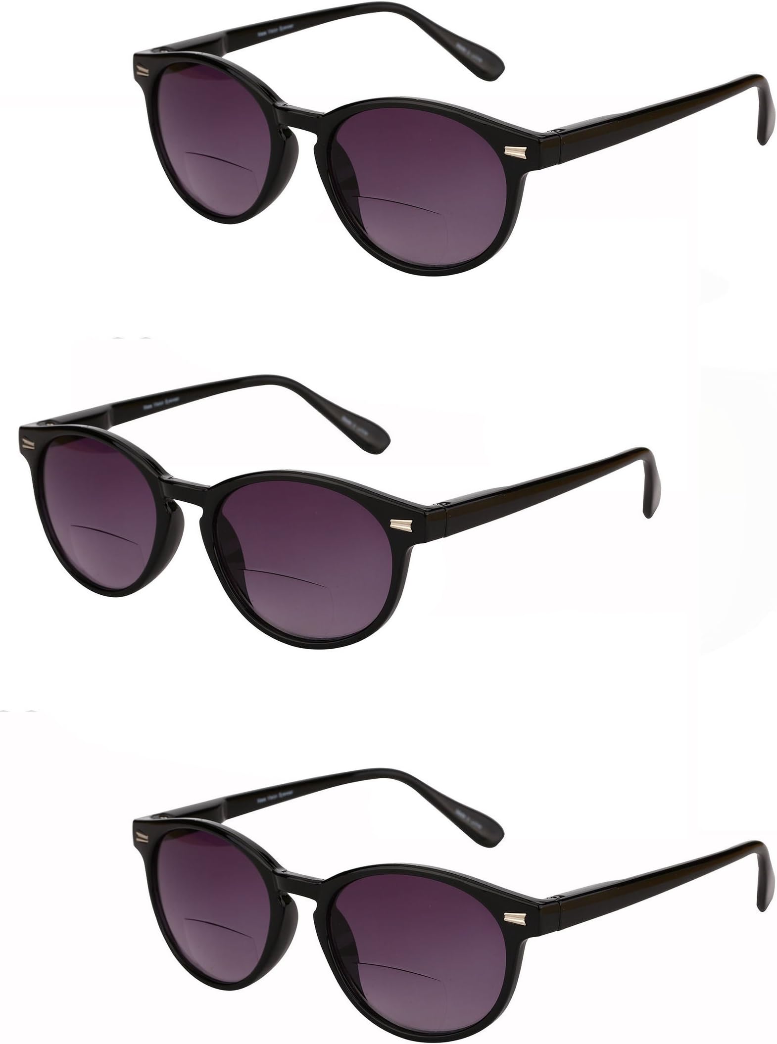 "The Brilliance" 3 Pair of Bifocal Sunglasses for Men and Women, Outdoor Sun Readers - 3 Microfiber Carrying Cases Included