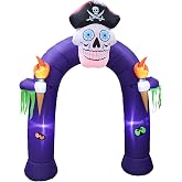 8 FT Tall Halloween Inflatable Pirate Skull Archway | Color Changing LED Lights, Outdoor Indoor, Blow Up Lighted, Yard Decor