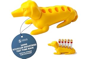 Schaller Industries Test Tube Rack – Vertical Storage Tube Organizer for 16mm - Test Tube Holder Rack and Vial Holder – Glass Tube Drying Rack, Fun Dachshund Design - Holds 10 Tubes - Bright Yellow