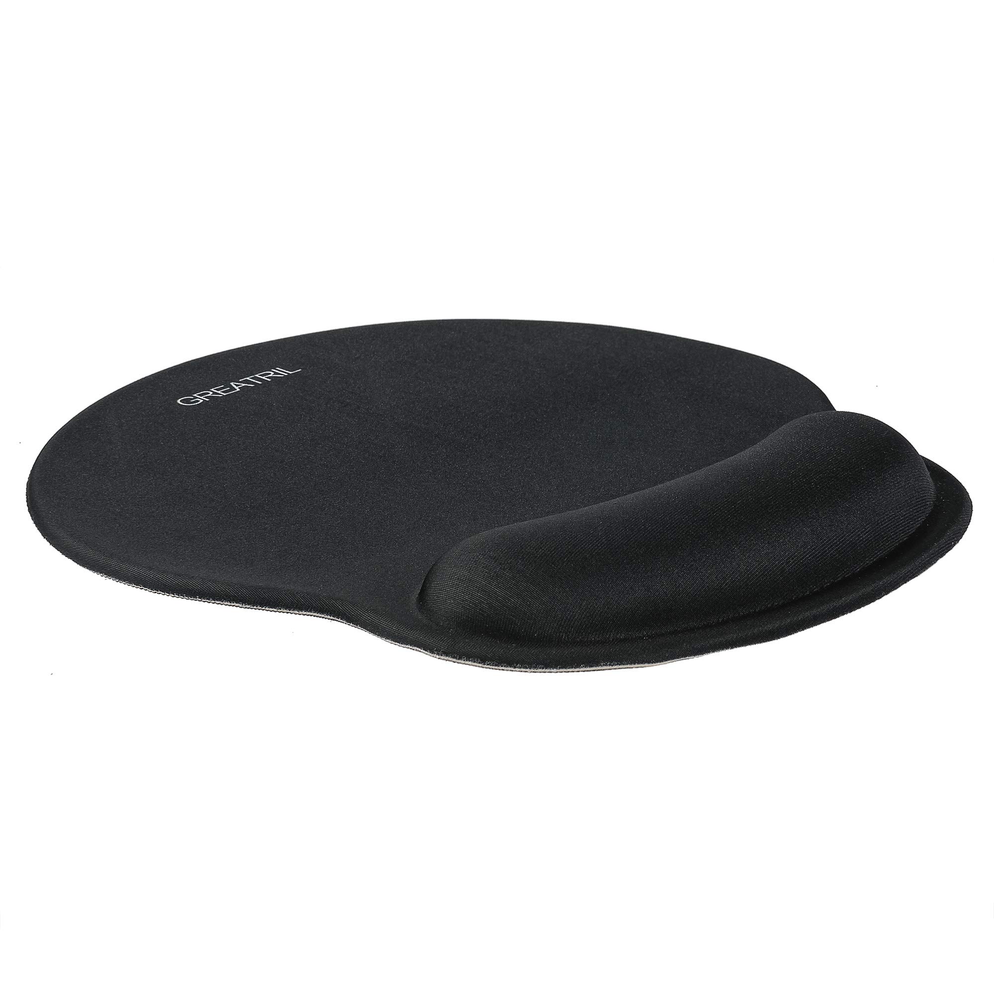 Mouse Pad with Wrist Support Small - Greatril Mouse Mat for Computer, Mouse Pad with Super Anti Slip PU Base Pad Silicone Rest for Office Accessories, 250 x 220 x 23mm Black