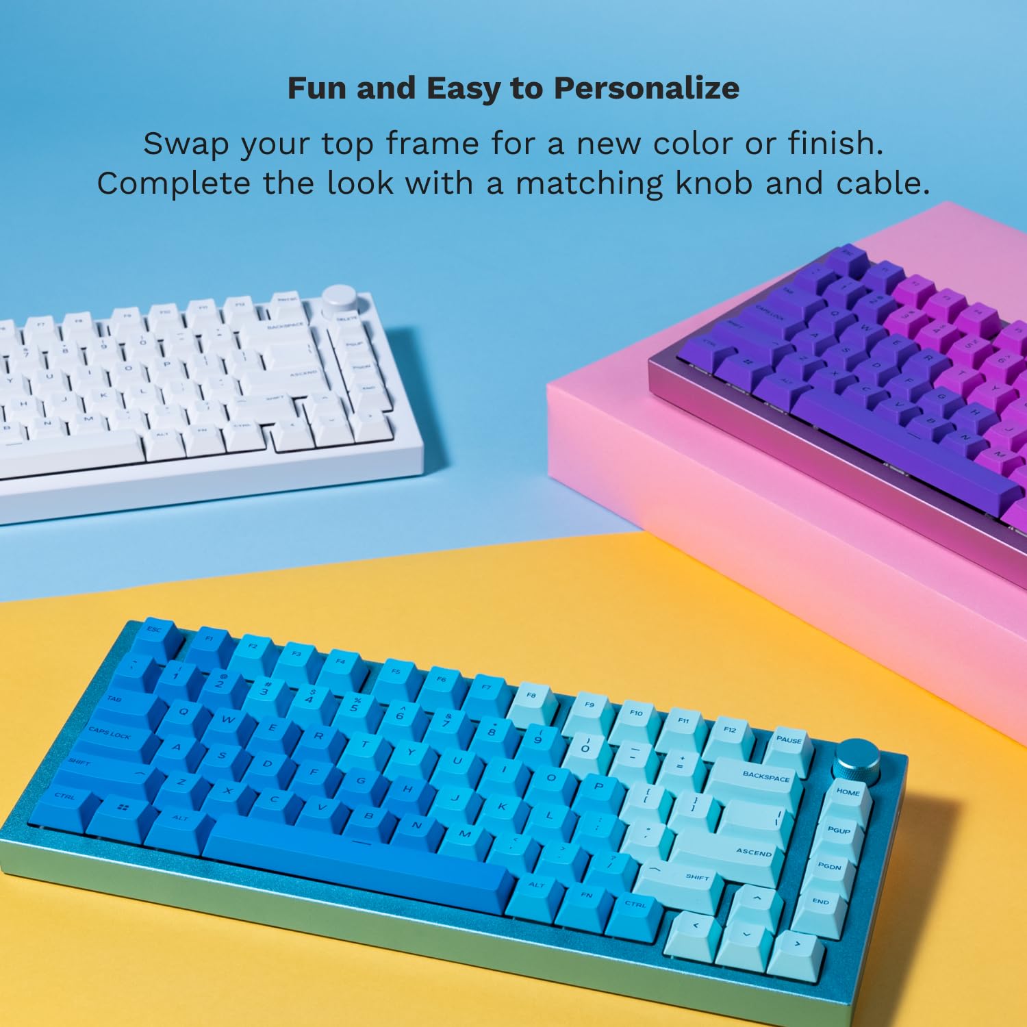 Glorious Gaming GMMK PRO 75% - Modular Mechanical Gaming Keyboard, TKL Size, 1.5kg Frame, Glorious Fox Switches, Fully Customizable, Coiled Cable, Wrist Rest, White PBT Keycaps, RGB, QWERTY - Black