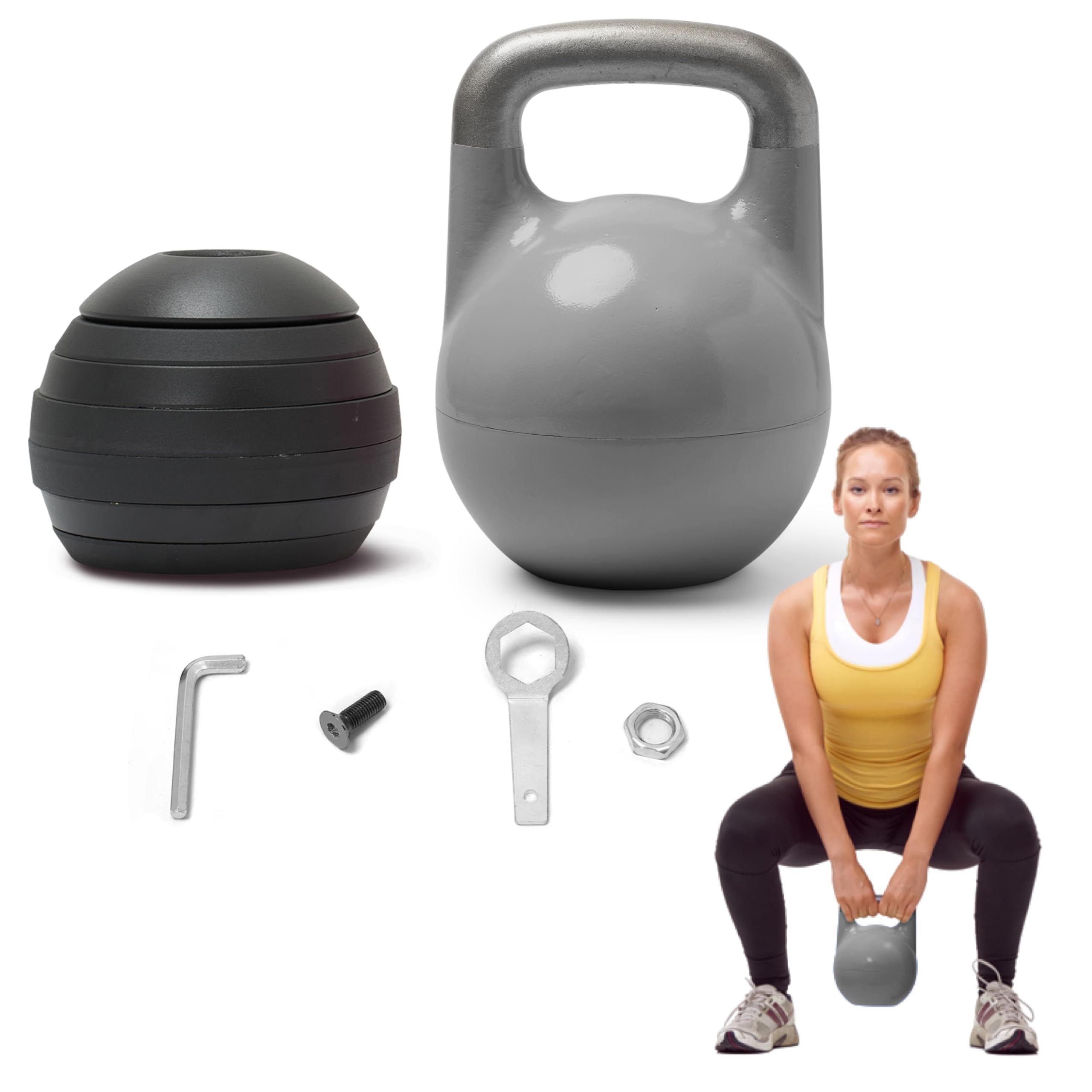 Photo 1 of ***FACTORY SEALED*** Kettlebell Kings 12-32kg Adjustable Kettlebell Sets - Gym Weight Set for Exercises - Competition Style Strength Training Kettlebells for Weight Training in Gym/Home - Body Building Weights - Grey