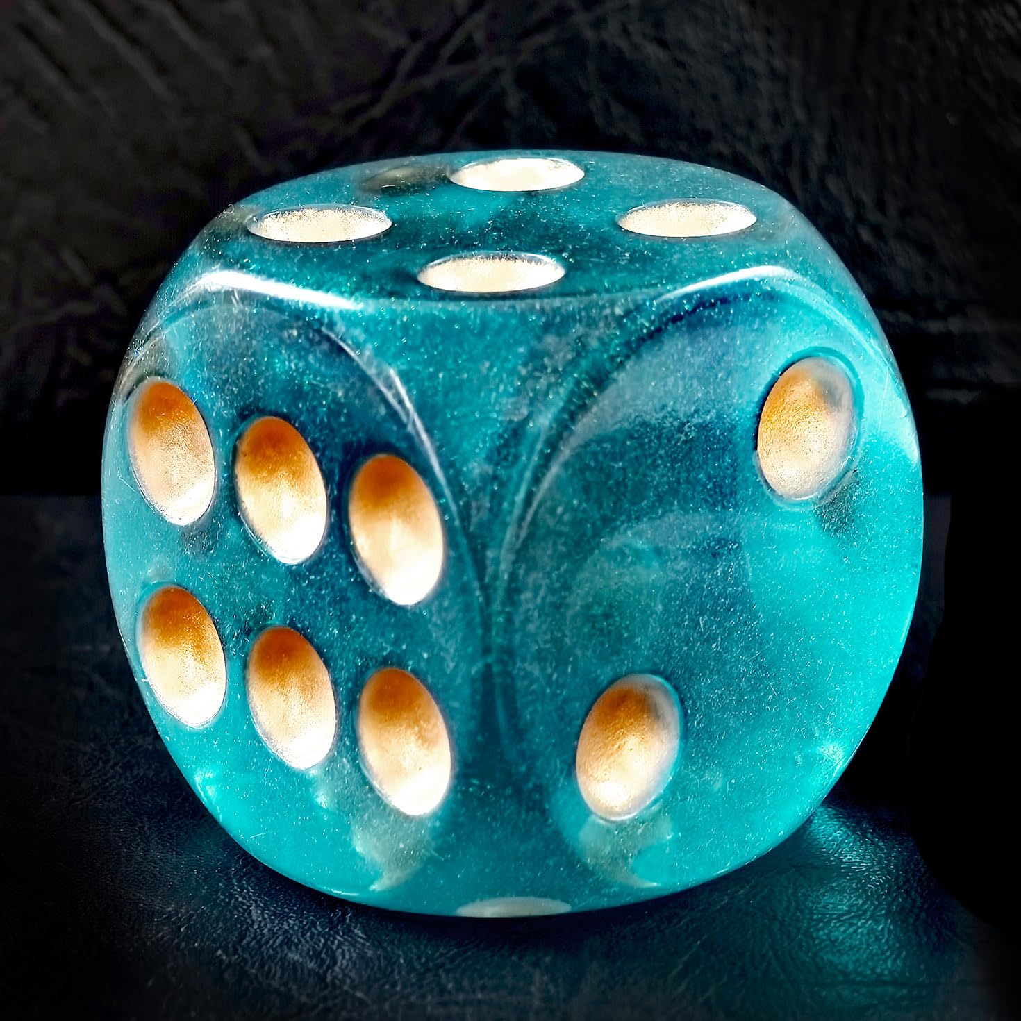 Solid Acrylic 40MM Jumbo DND Dice 6 Sided with Pips, Large Moonstone Teal D6 Dice, Big Playing Dice Party Dice — image 1