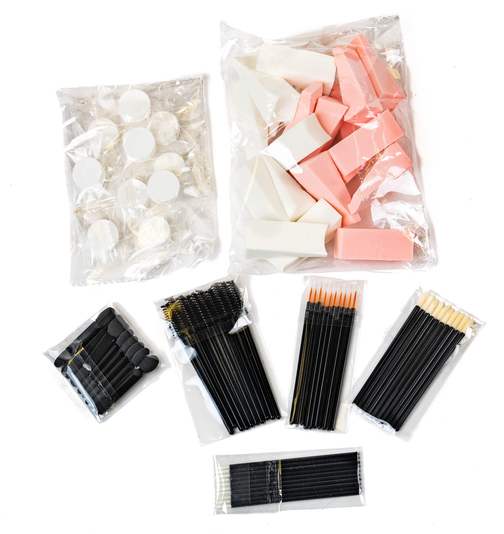 CS Beauty 80 Piece Makeup Tool Set - Includes Sponge Wedges, Eyeliner Applicators, Lip Brushes, Lip Gloss Wands, Mascara Spoolie Wands, Compressed Face Tissue, Resealable Bag