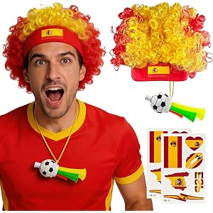 HWQVA 2026 World Cup Flag-Colored Wig Set