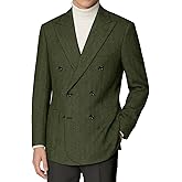 Mens Tweed Blazer Suit Herringbone Sport Coat Slim Fit Retro Double Breasted Wool Blend Formal Jacket Business Prom Casual
