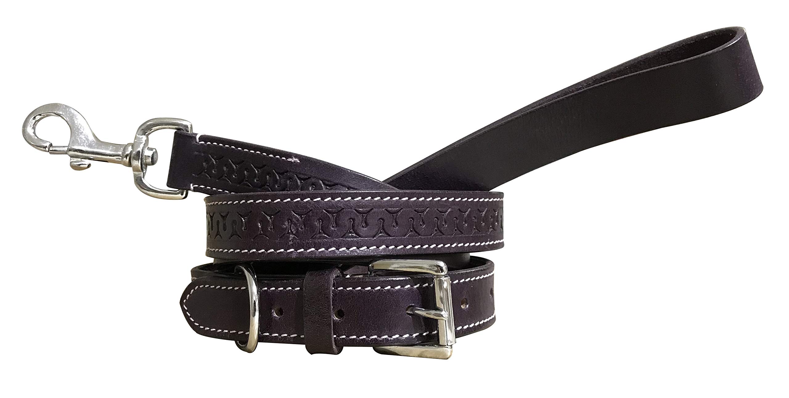 BRADLEY CROMPTON Genuine Leather Matching Pair Dog Collar and Lead Set M