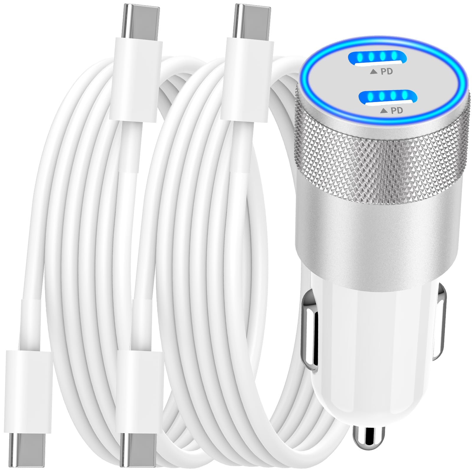 Photo 1 of ?Apple MFi Certified?iPhone 16 Fast Car Charger, Rombica 90W Dual PD Car Power Cigarette Lighter USB-C Car Carplay Fast Charger with 2Pack Type-C Cable for iPhone 16 Pro/16 Pro Max/15/15 Pro/iPad Pro