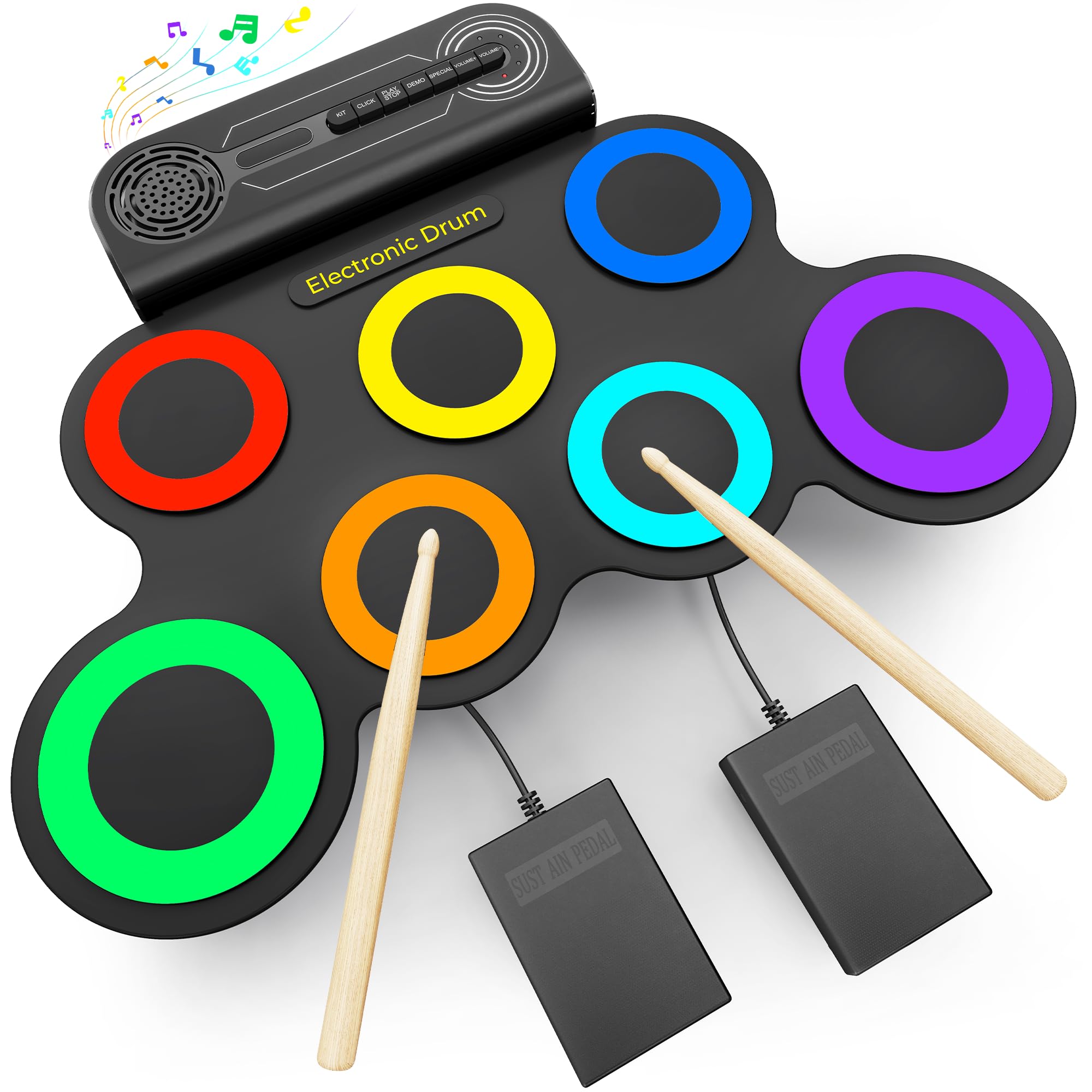 VerkTop Electric Drum Set Built-in Speaker, Kids
