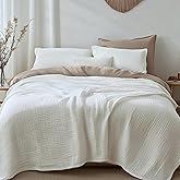LAST MODA Muslin Blanket 100% Cotton Blanket Throw 60”x80”, Lightweight Breathable Summer Throw. Supersoft 4-Layer Gauze Throw Blanket for Sofa, Couch, Bed, All-Season Use, Ivory