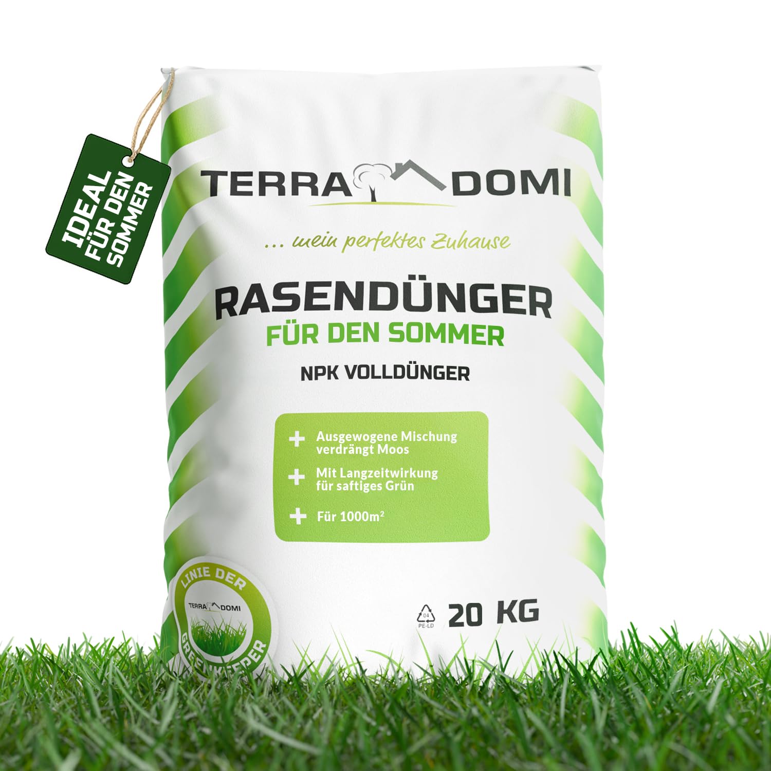 TerraDomi Rasendünger Sommer 20kg NPK 15-15-15 für 1000 m²