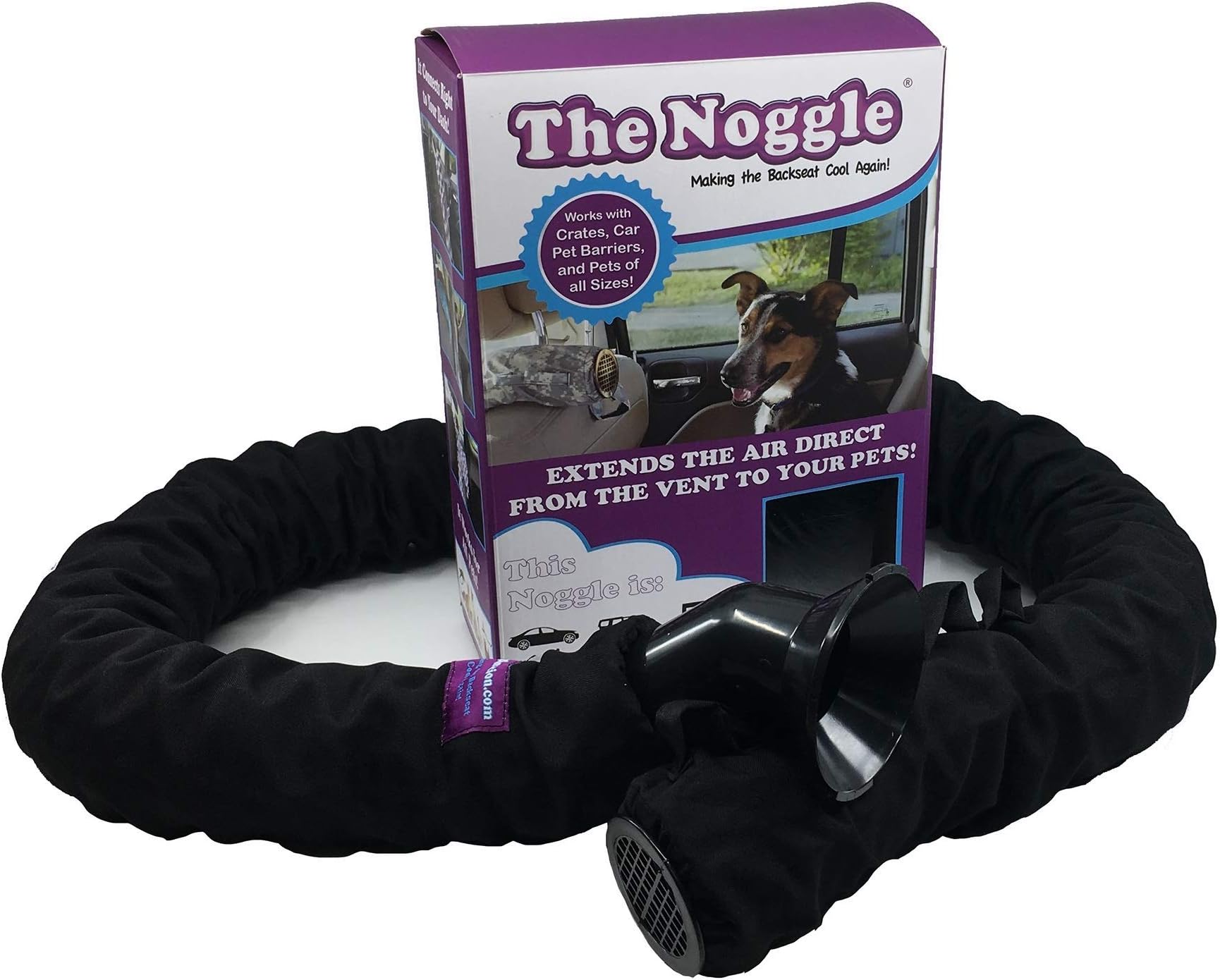 Noggle The Making the Backseat Cool Again - Unique Air Vent Extender Provides Hot or Cold Air Direct from the Vent to Your Pets -Ideal Car Accessories for Kids While Traveling- 6ft, Black Ice