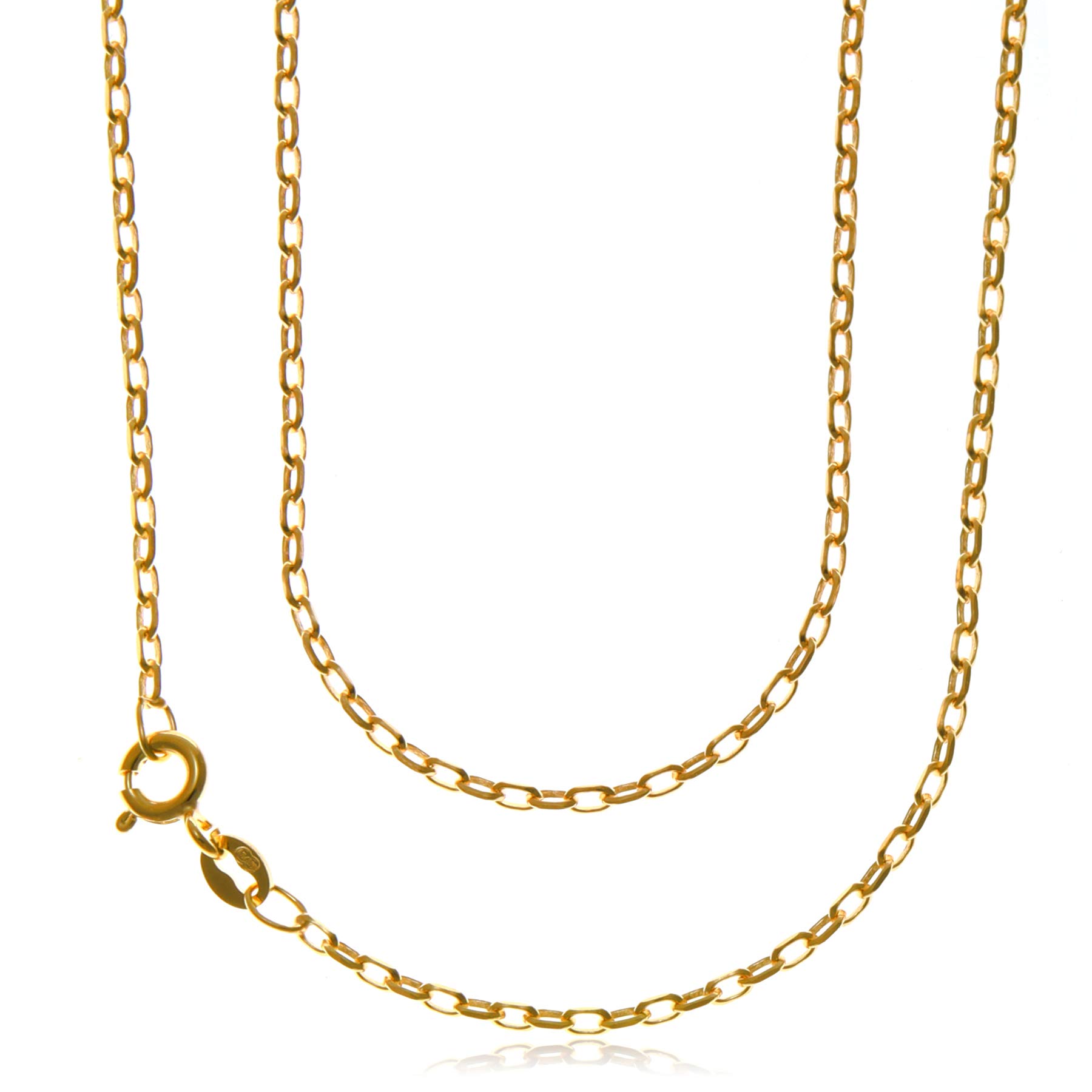 Alexander Castle 24" Solid 9ct Gold Chain Rolo Belcher Chain Necklace - 1.5mm - Yellow Gold Necklace for Women & Men with Jewellery Gift Box