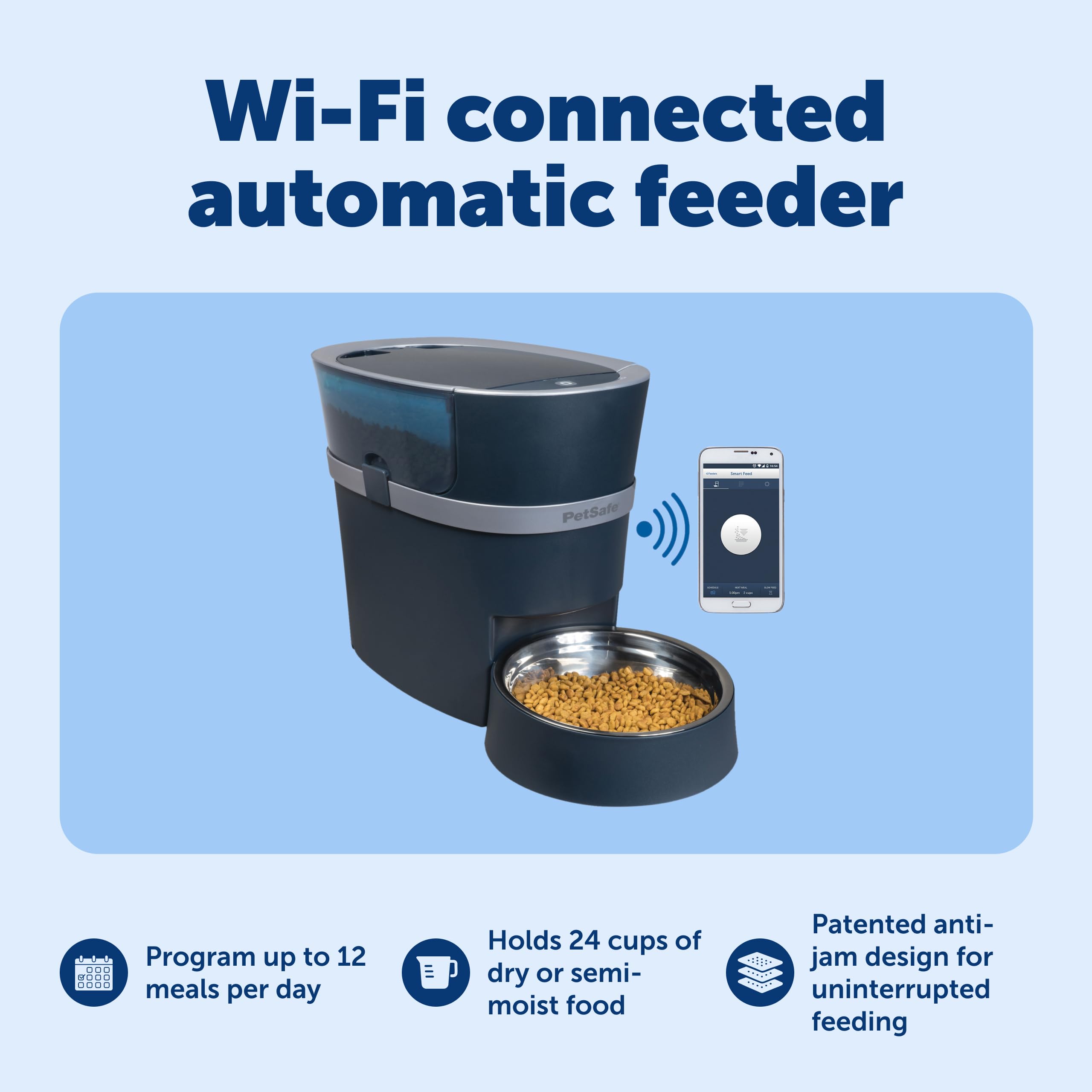 PetSafe Smart Feed Pet Feeder, Automatic Cat Feeder, Automatic Dog Feeder with App, Compatible With Alexa, Apple, Android, Backup Batteries For Power Outage, Black - View 4