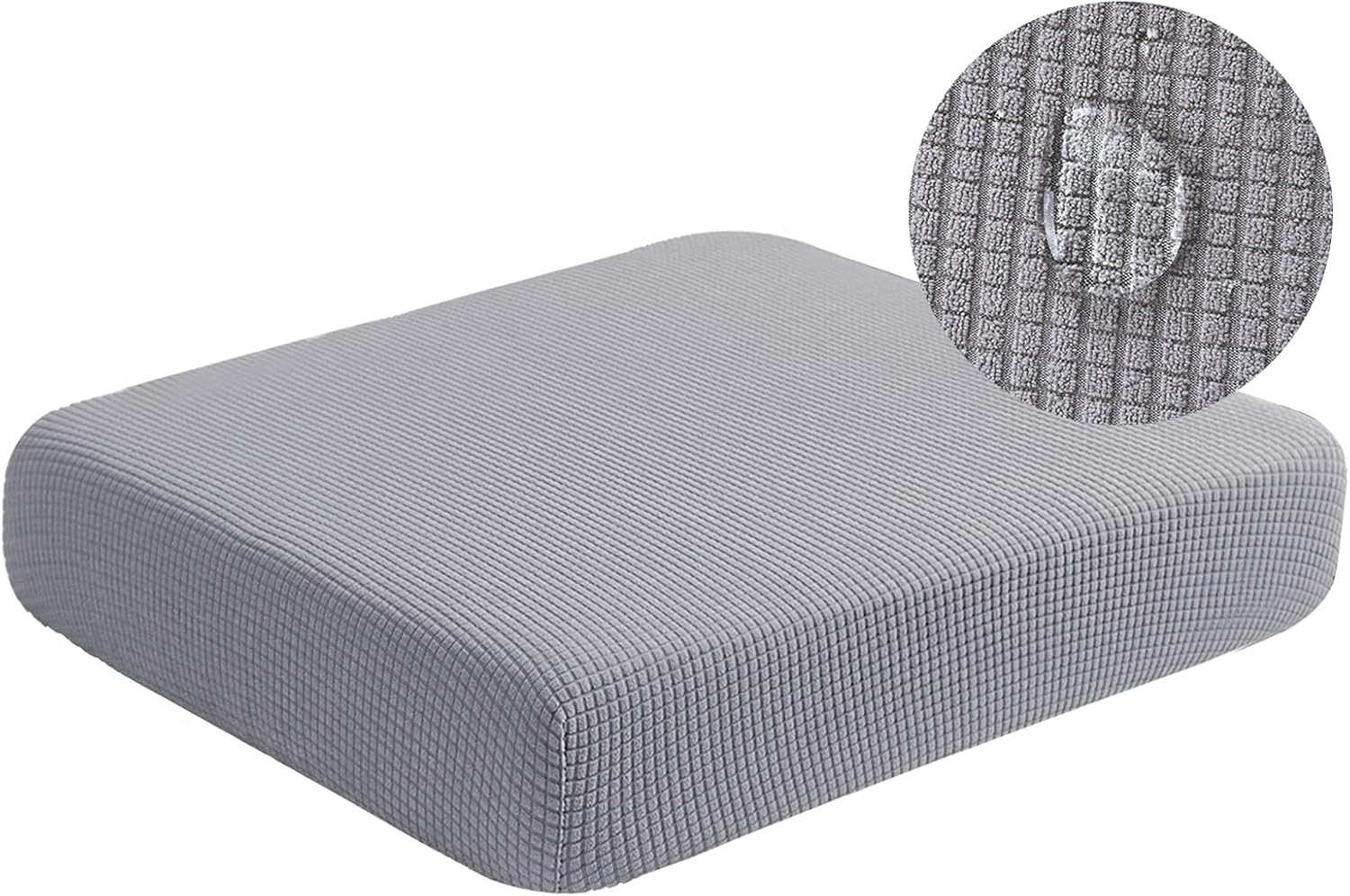 Slipcovers - NC HOME Water Resistant Sofa Cushion Covers Jacquard High Stretch Fabric Furniture Protector for Living Room, Washable Sofa Seat Slipcover, 1 Seater (Chair Cushion, Light Gray)