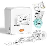 DETONGER Label Maker Machine P1 2 Inch Thermal Printer Portable Bluetooth Shipping Label Printer Sticker Maker Labeling Machine Home Office School Business Use Rechargeable White