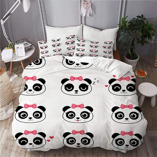 Amazon Alarras 布団 ランキング かわいい漫画パンダ様々な感情を設定します 肌に優しい ふとんカバー 肌掛けふとん 通気性抜群 布団 購入 ダブル 布団 安い 寝具カバーセット オンライン通販