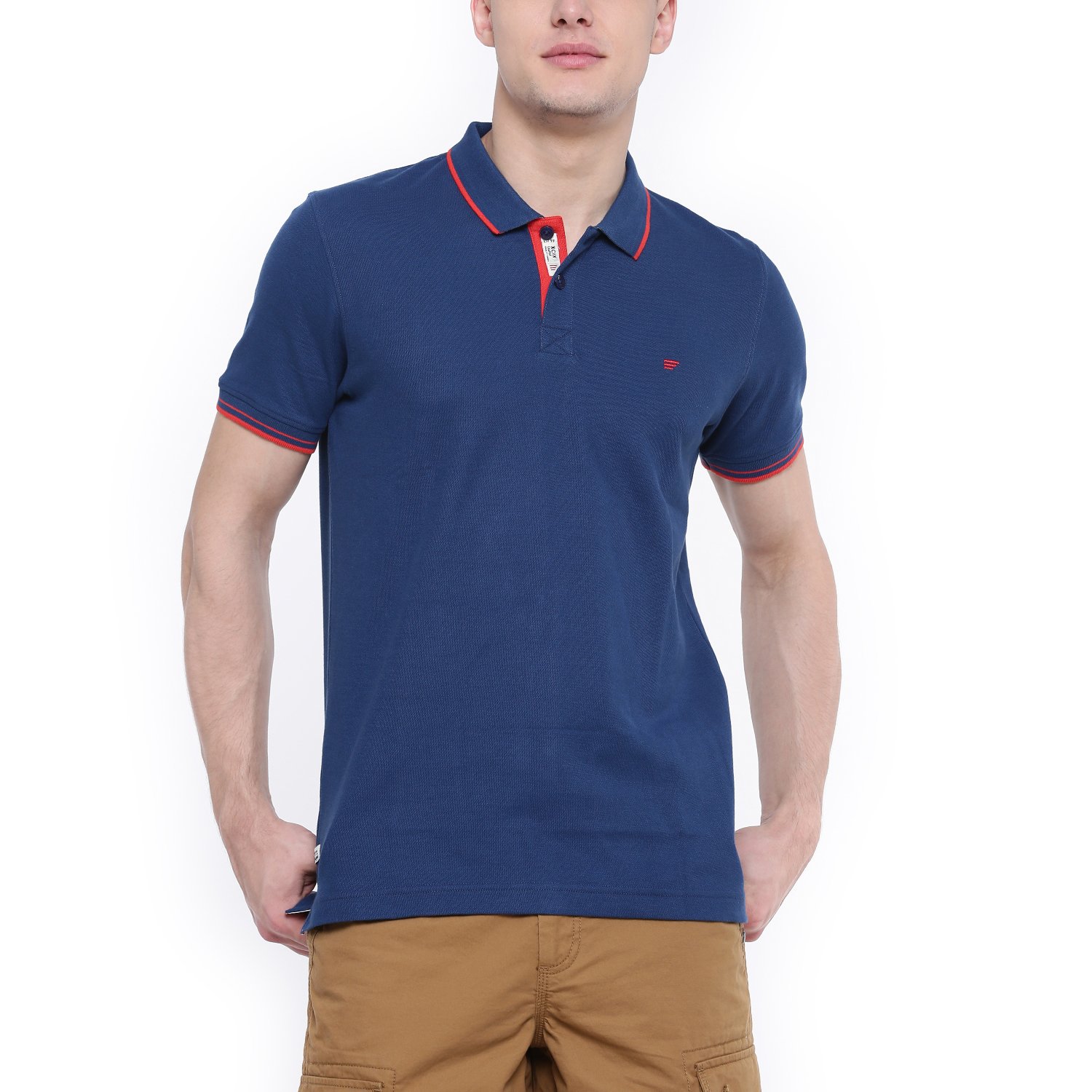 khaki pants blue polo