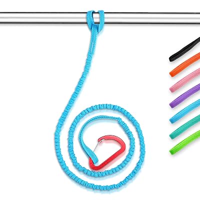 OCEANBROAD Kayak Paddle Leash with D-Ring Stretchable Bungee Strap Lanyard Rope for SUP Kayaking Boating Canoeing Fishing Pole Rod 4-7 Feet Blue 1 Pack