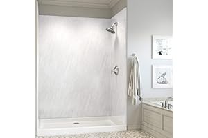 Mermaid Bath and Shower Surround Kit - 4 Panels in Trullo Marble (60" W x 32" D x 72" H)