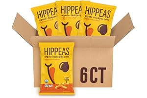 Hippeas Organic Chickpea Puffs, Vegan Nacho Vibes, 4 Ounce (Pack of 1), 4g Protein, 3g Fiber, Vegan, Gluten-Free, Crunchy, Plant Protein Snacks