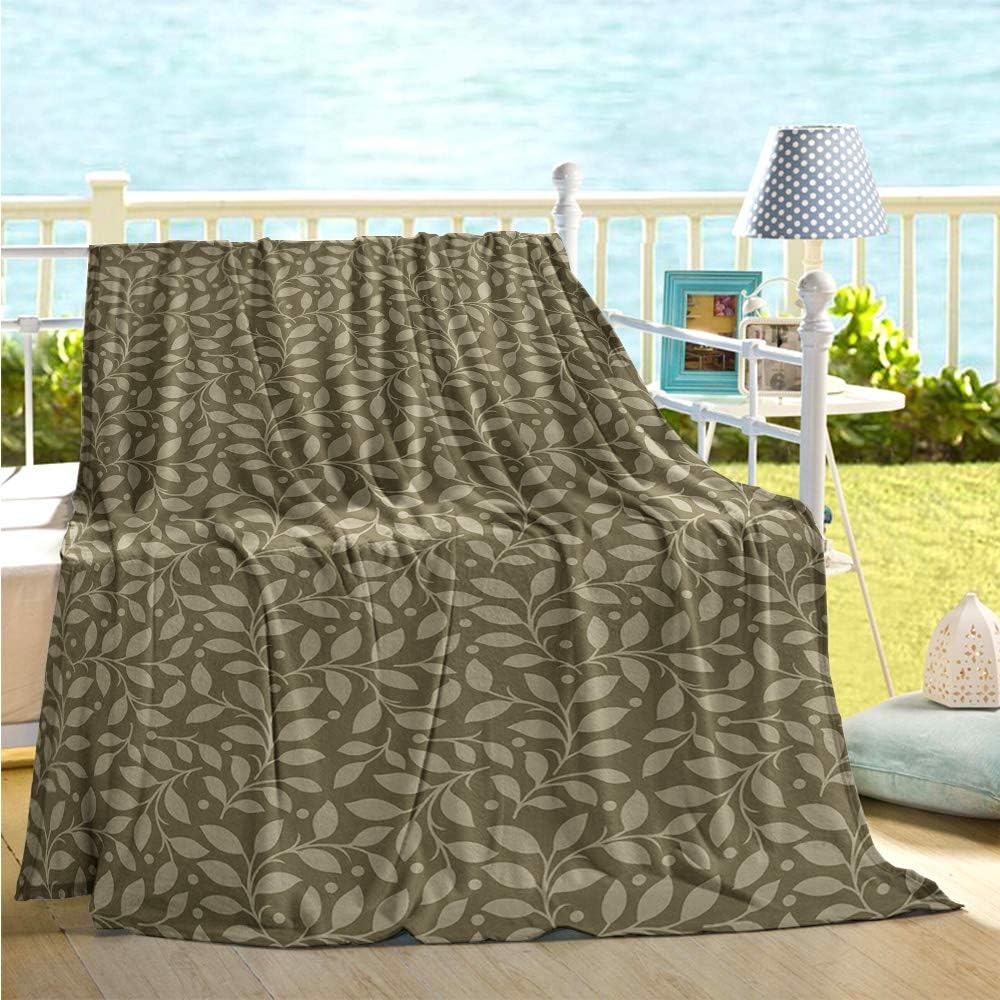 maisi Leaves Lightweight Blanket Old Fashioned Style Abstract Leafy